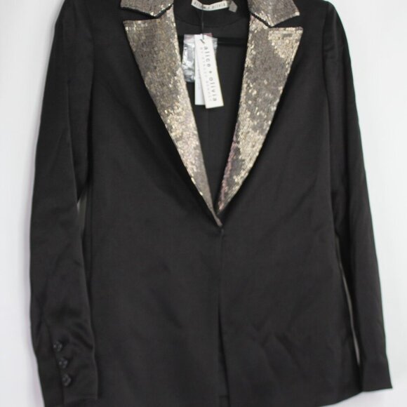 Alice + Olivia Eve Embellished Lapel Blazer Size Xtra Small - Picture 4 of 16
